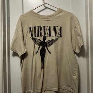 NIRVANA H&M Beige Graphic Tee - Short Sleeve